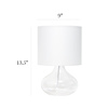 Simple Designs Glass Raindrop Table Lamp with Fabric Shade, Clear with White Shade LT2063-CLW